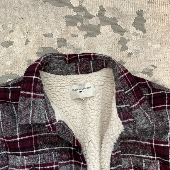 PACSUN Flannel Shirt Jacket Sherpa - Picture 4 of 5